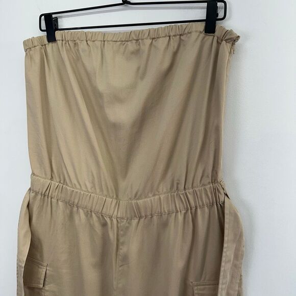 Spiegel Women’s Vintage Strapless Khaki Jumpsuit Matching Oversized Cropped Jack - Picture 16 of 16